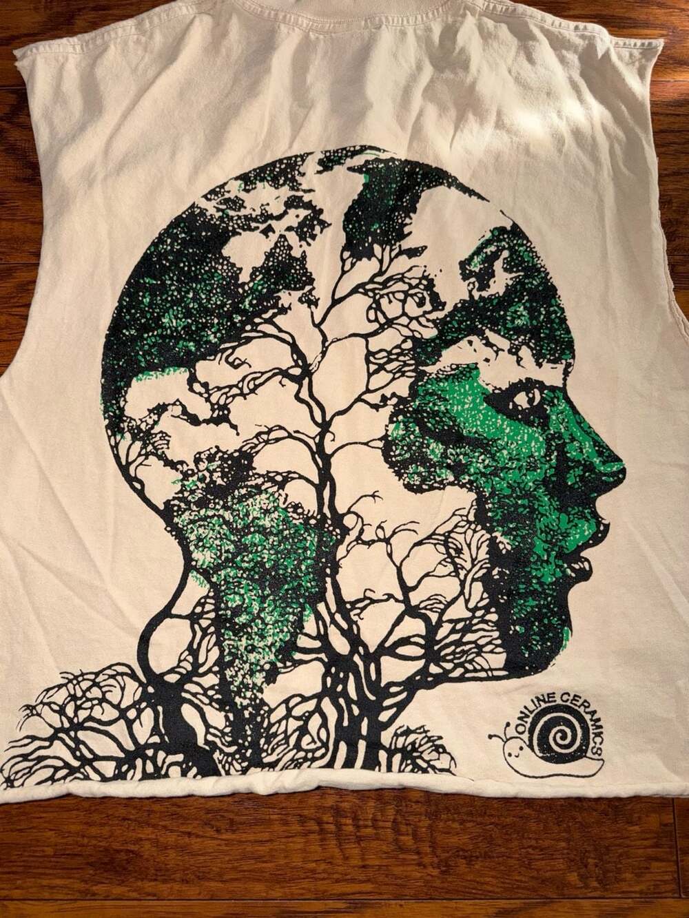Online Ceramics Stop Killing Our Home Cut Off Sleeves Graphic T Shirt - Picture 6 of 7